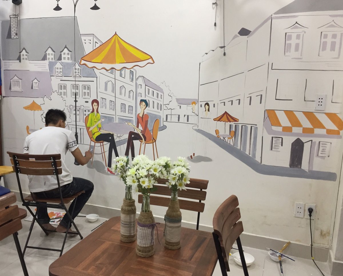 Роспись стен кафе Лион