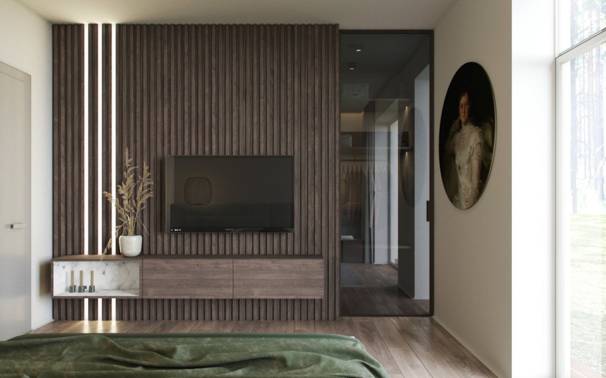 Гостиная с рейками