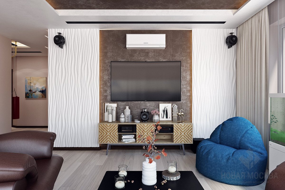 Отделка ТВ зоны в гостиной