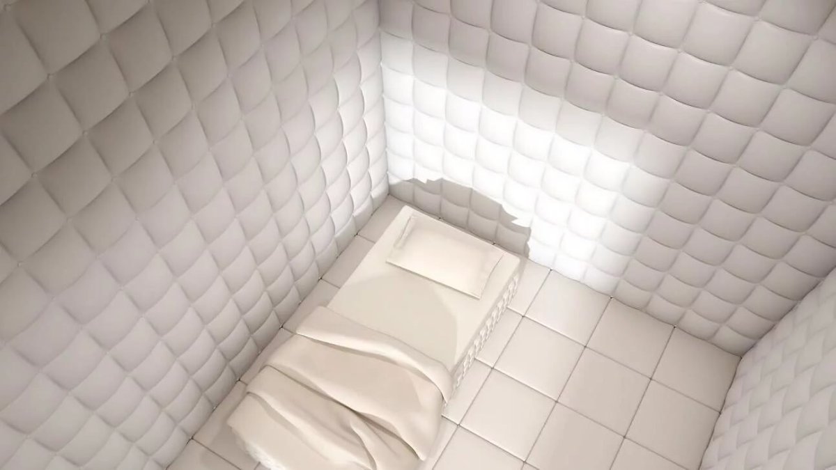 Комната с мягкими стенами в психушке