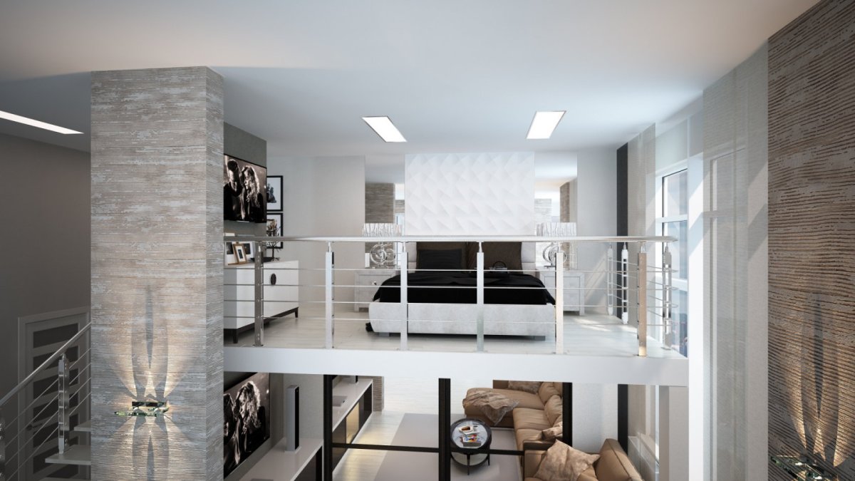 Квартира студия в стиле Минимализм двухуровневая