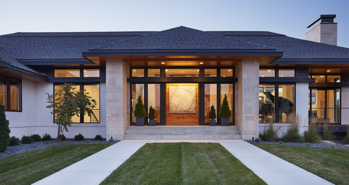 Одноэтажный дом в стиле Райта