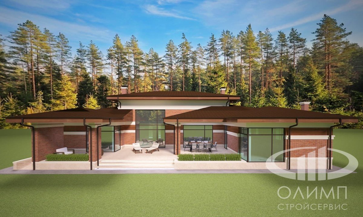 Баня в стиле Райта