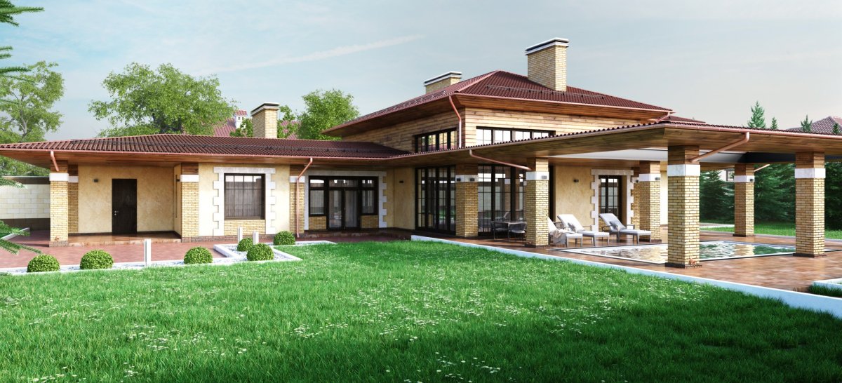 Одноэтажный дом Райта 150 кв