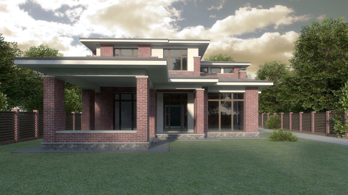 Дом в стиле Райта проект 150-200 кв