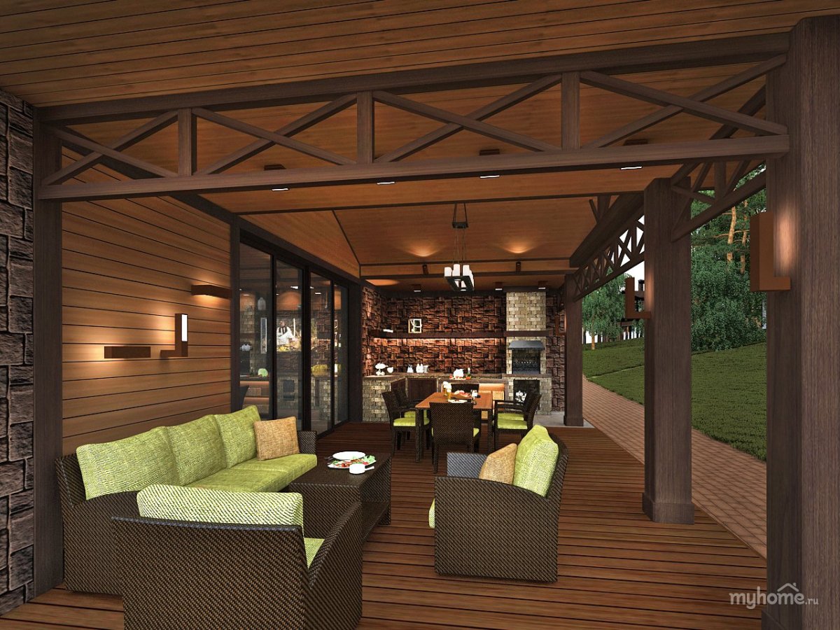 Беседка с террасой в стиле лофт