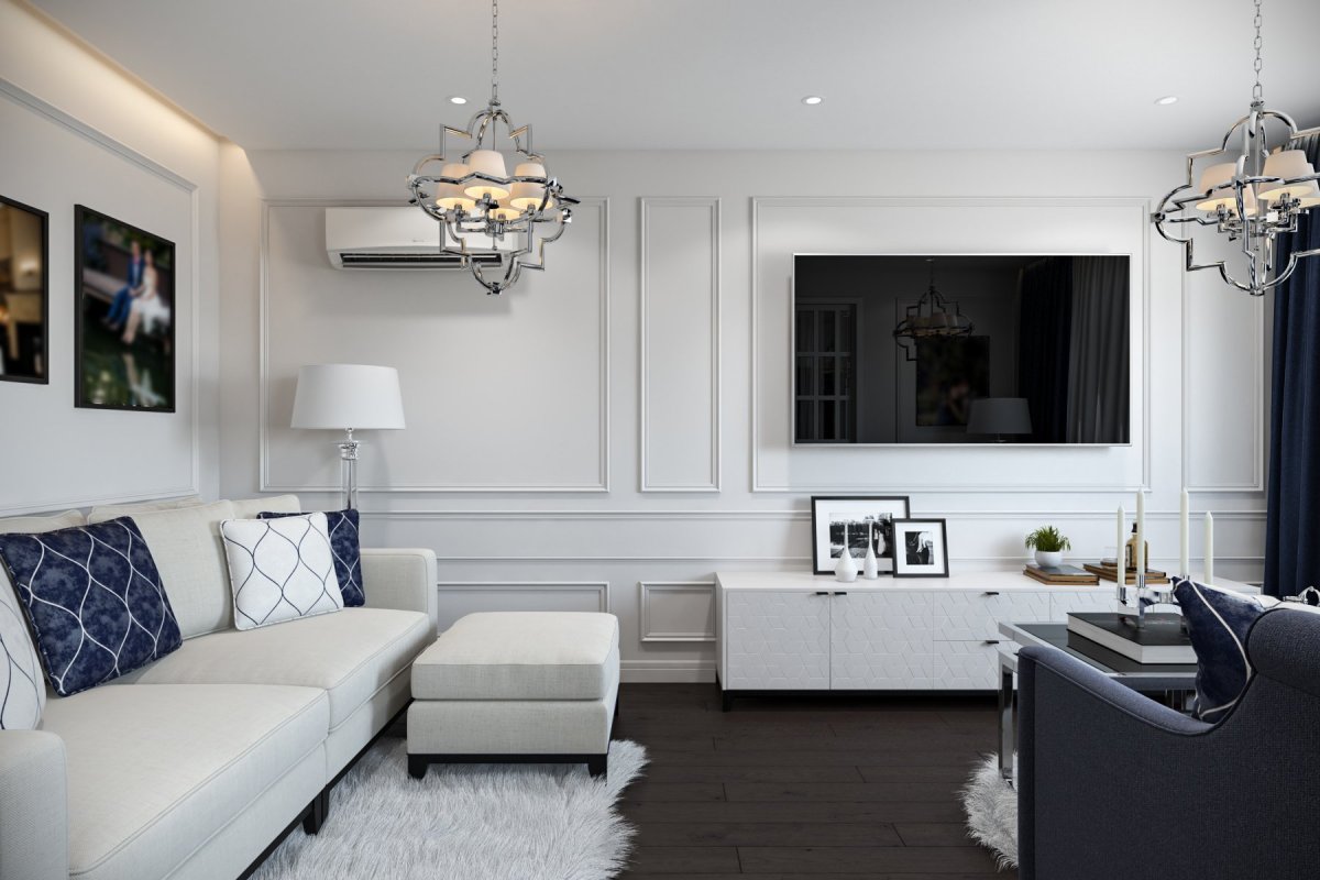 Кухня-гостиная 20 кв.м Неоклассика