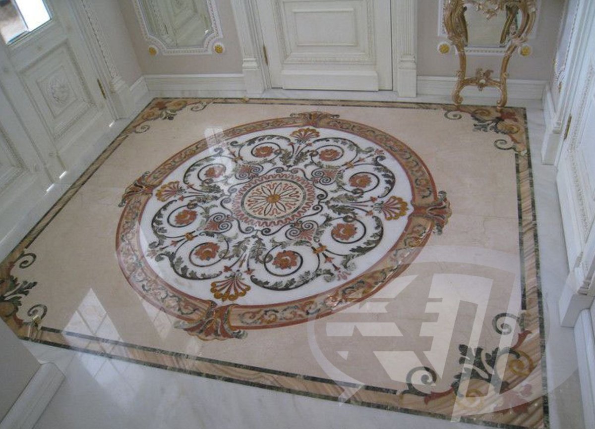 Мраморный мозаичный пол