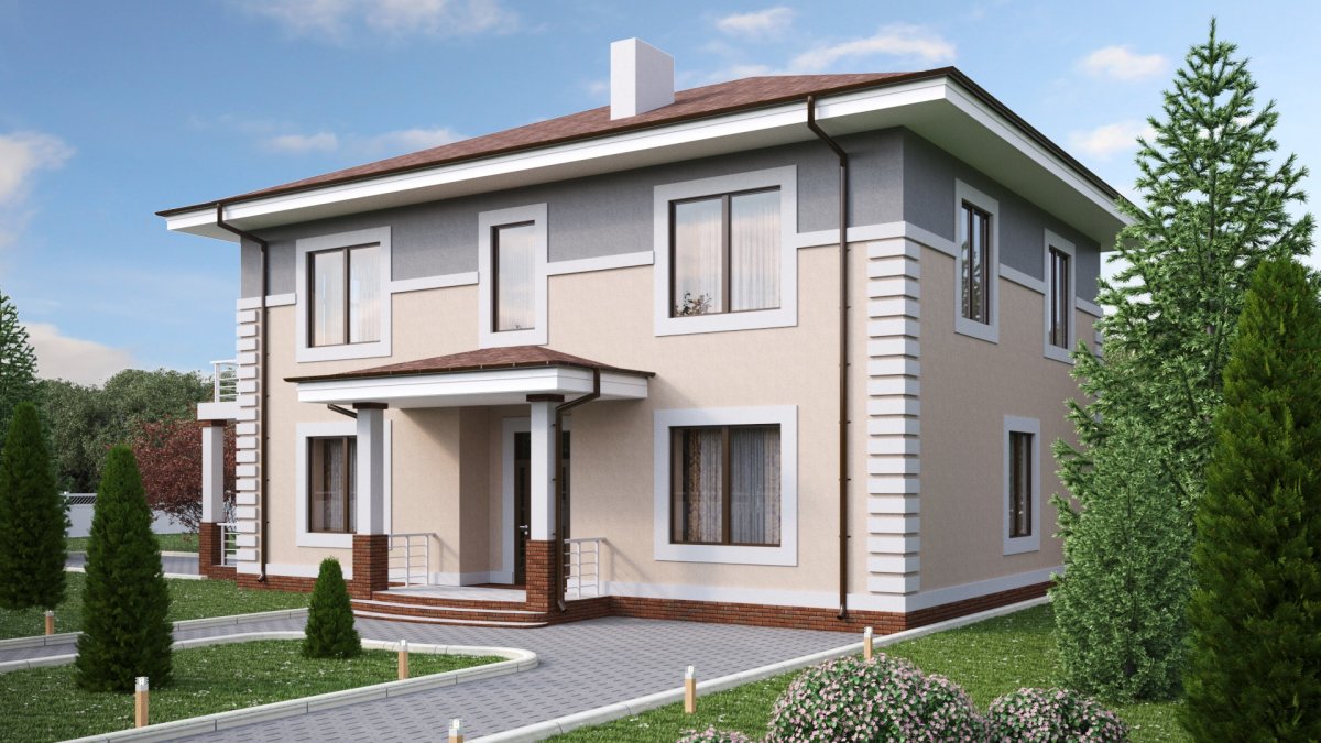 Фасад двухэтажного дома