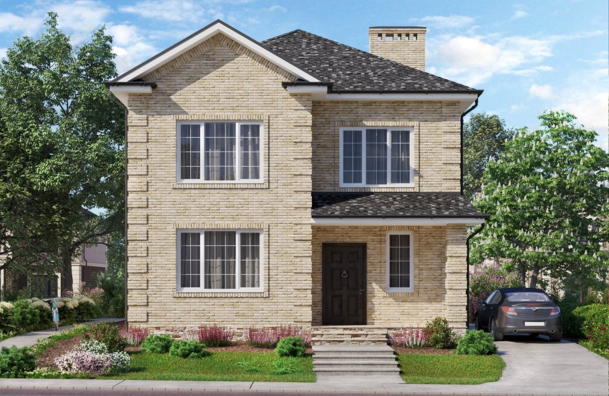 Двухэтажный дом из кирпича