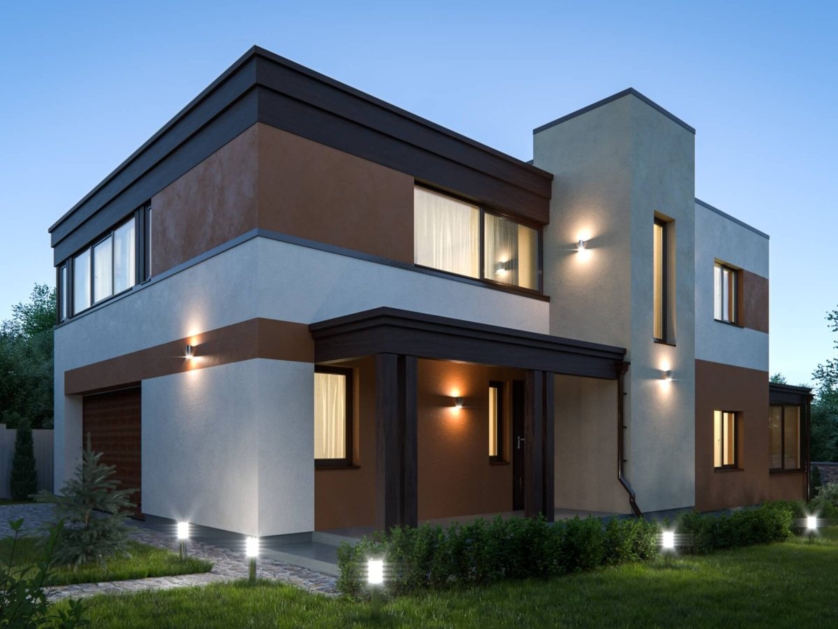 Коттедж в стиле Хай тек двухэтажный