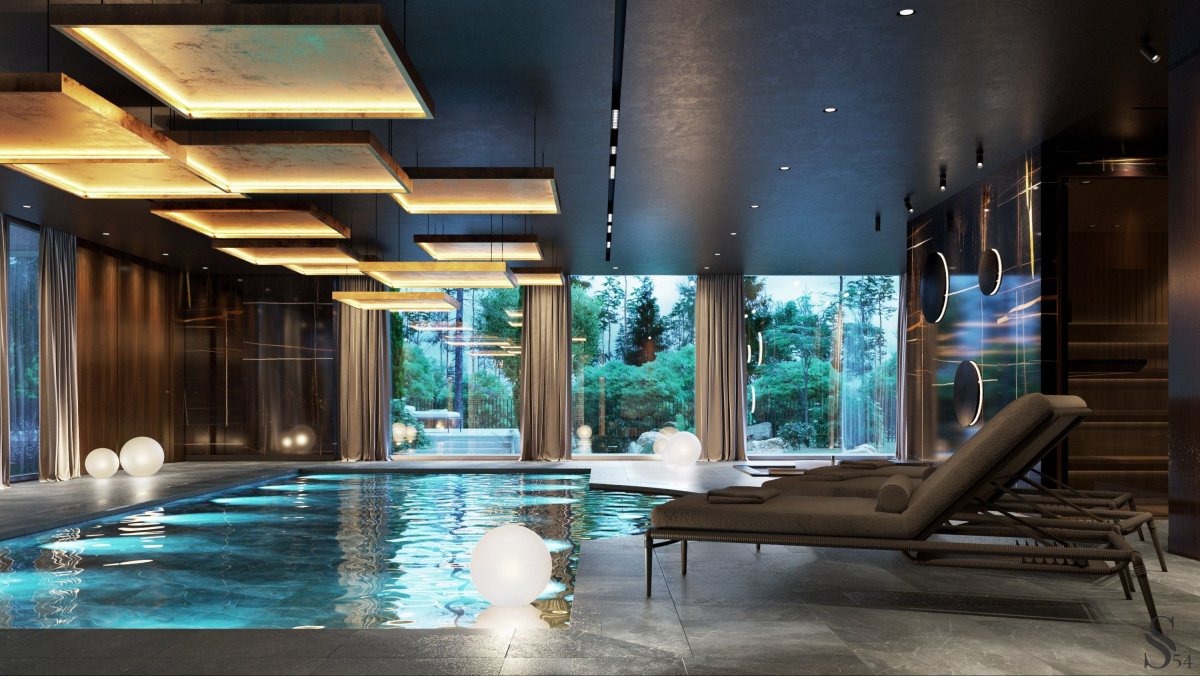 Интерьер домашнего бассейна