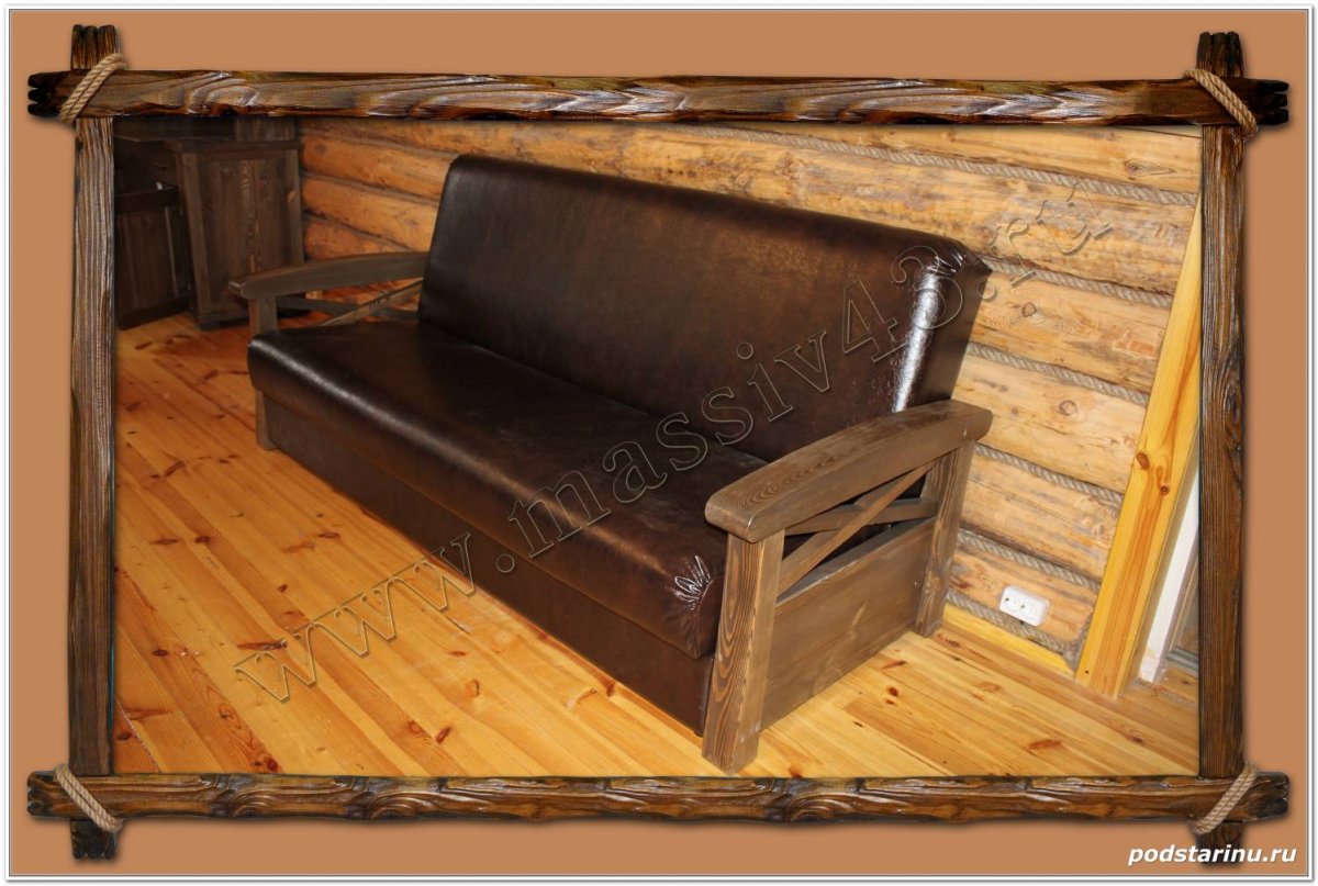 Деревянный диван для бани