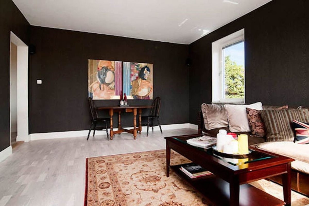 Темные стены светлый пол и потолок