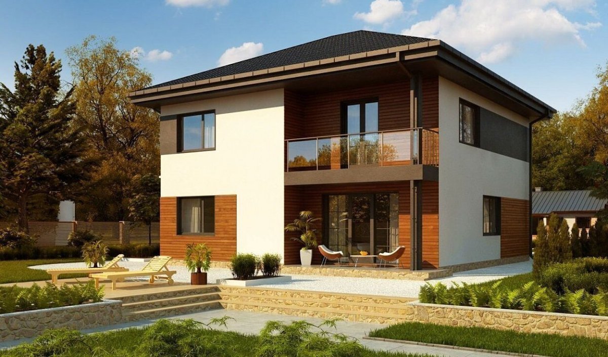 Фасады квадратных домов