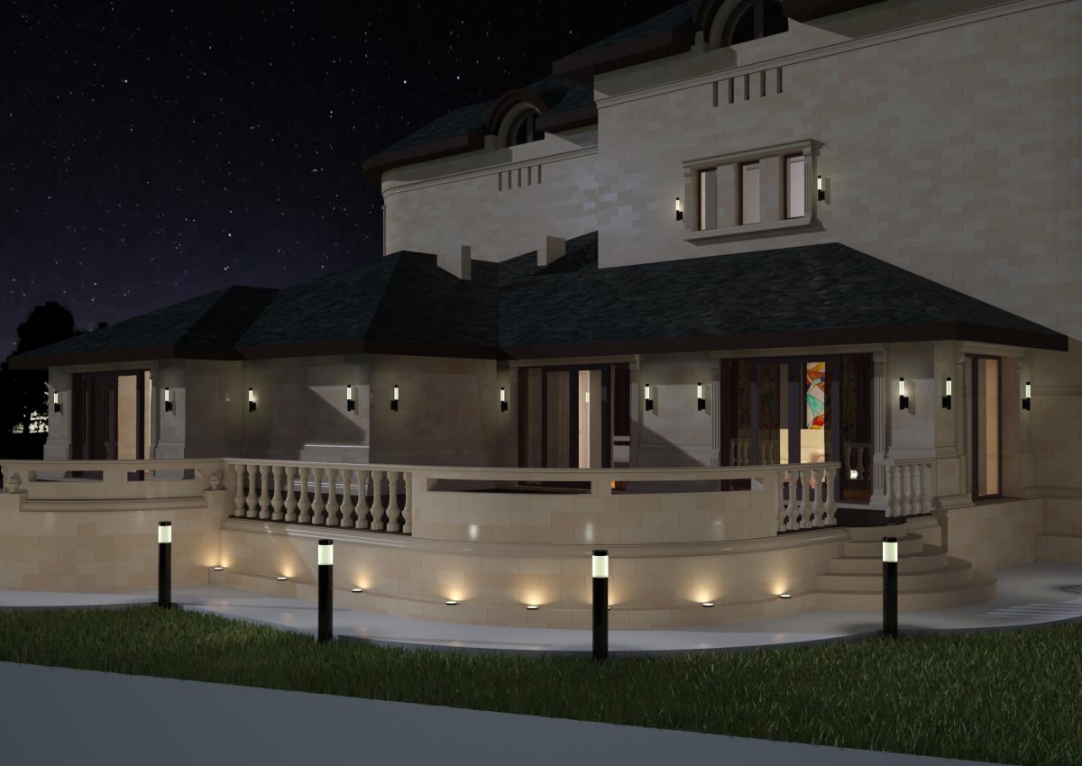 Подсветка фасада таунхауса