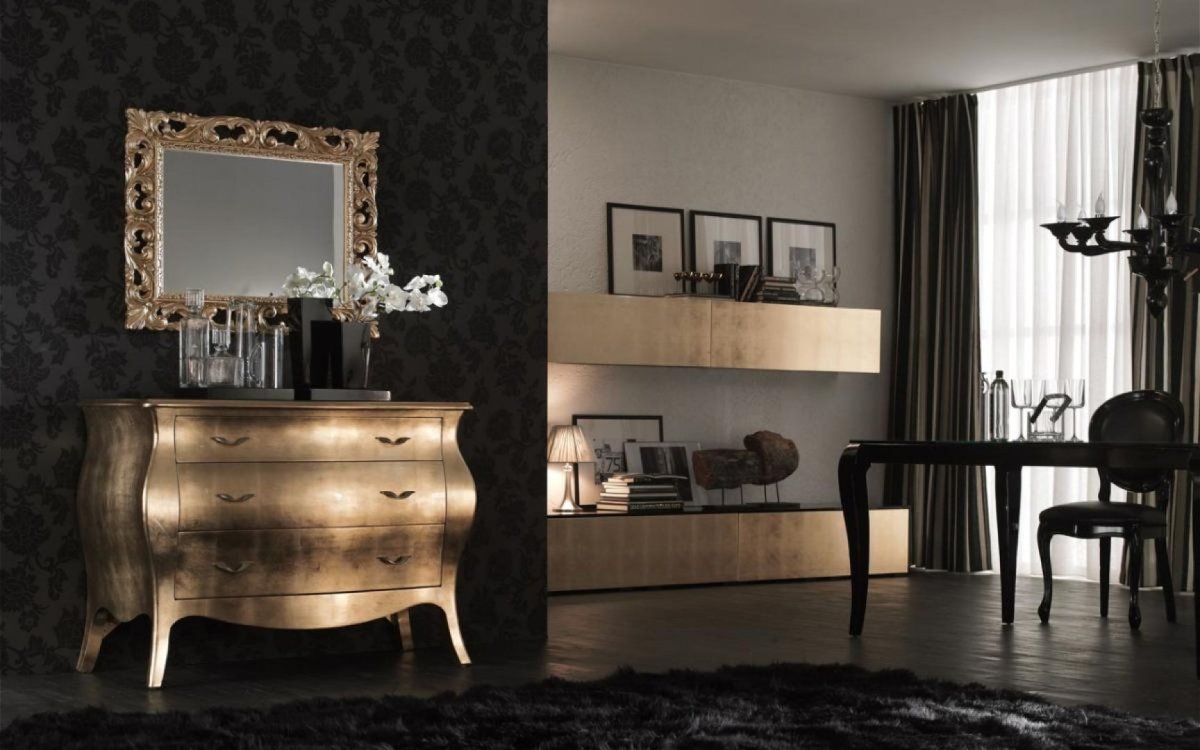 Золотая тумбочка арт деко Италия