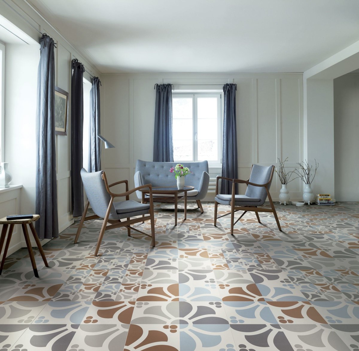 Модная плитка на пол в гостиную