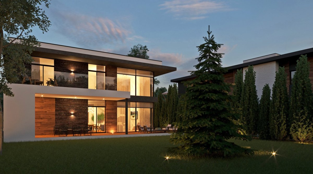 Современный коттедж с панорамными окнами