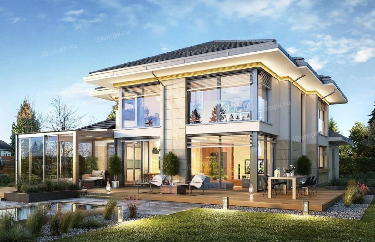 Дом с панорамными окнами двухэтажный