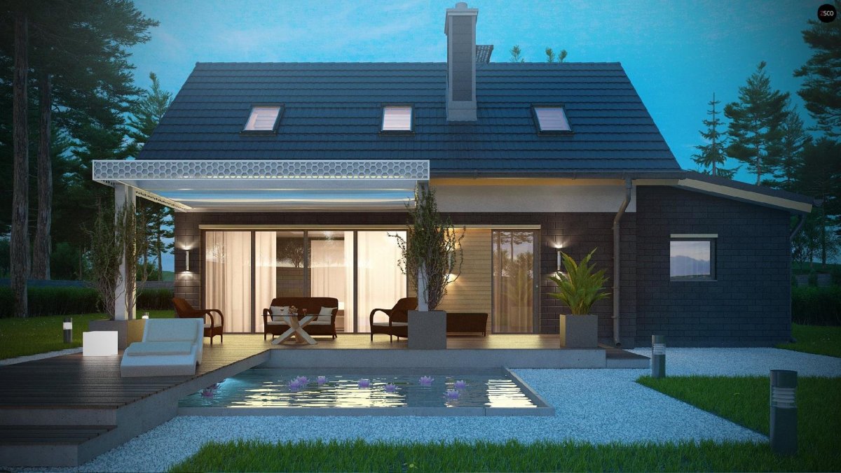 Одноэтажный дом 120кв с террасой