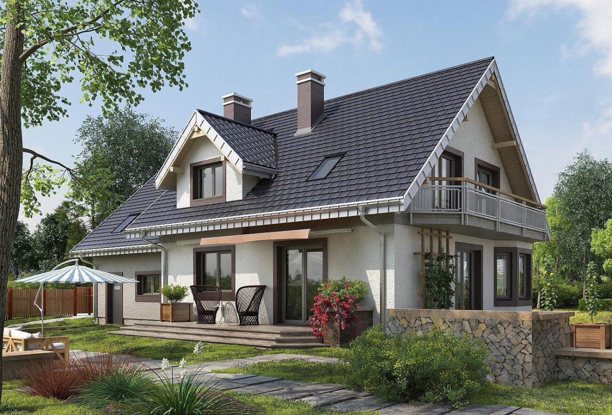 Дом с мансардой и террасой 120кв