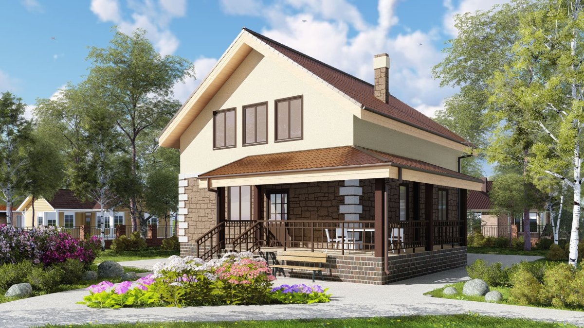 Проект домов двухэтажных с террасой 120 кв