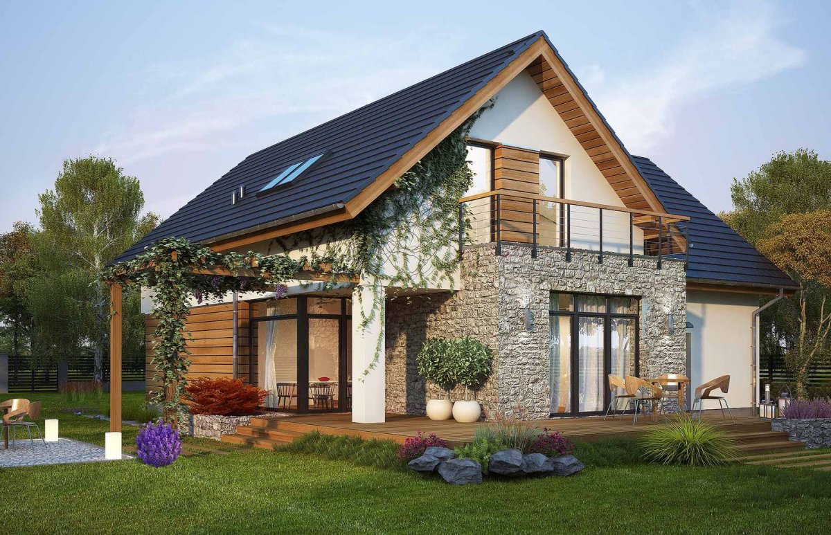 Загородный дом с мансардой