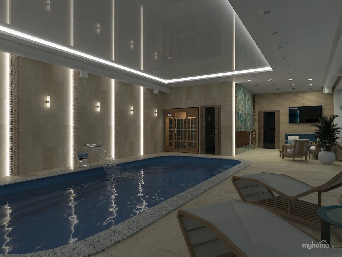 Бассейн в доме без окон