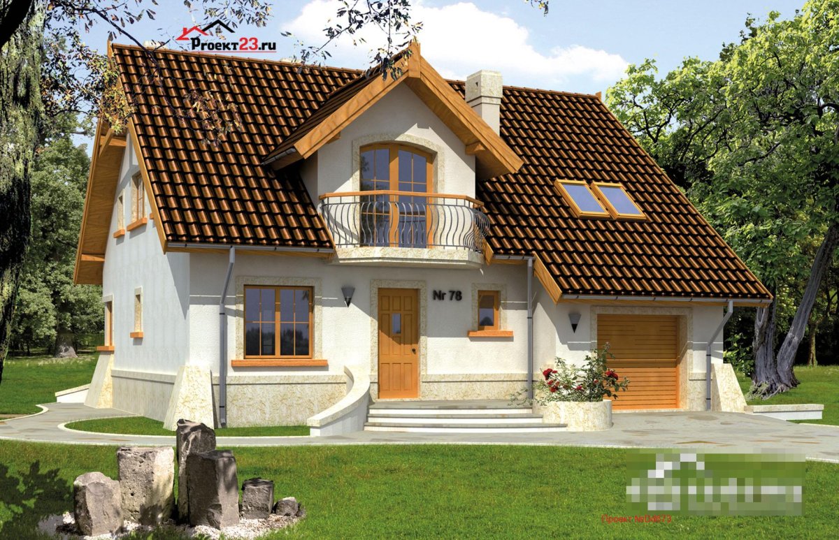 Красивый домик с мансардой