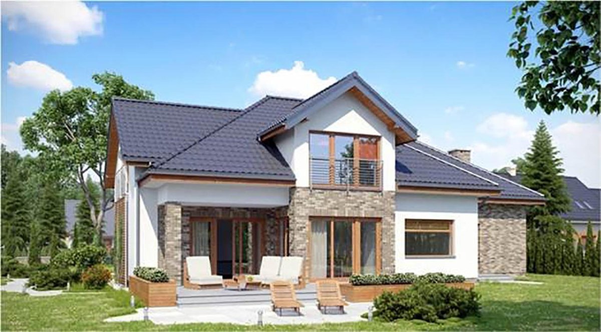 Проект виллы с мансардой деревянный