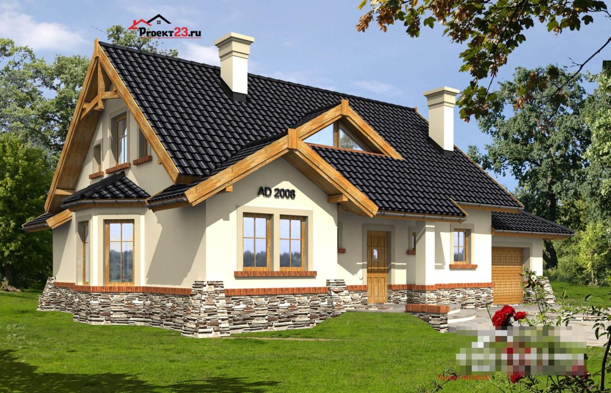 Фасады одноэтажных домов с мансардой