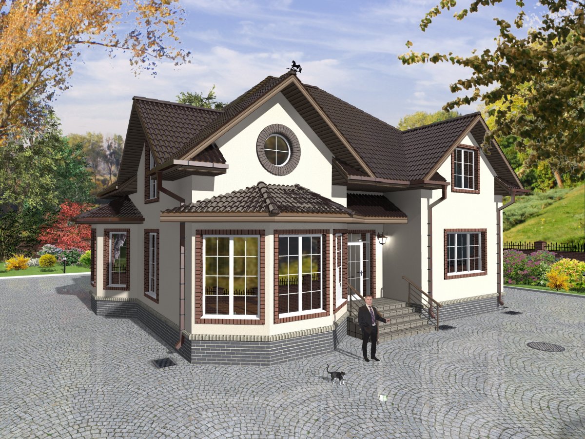 Красивый дом с мансардой