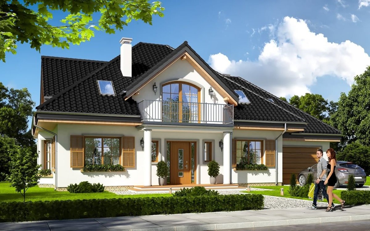 Дом с мансардой и террасой 120кв