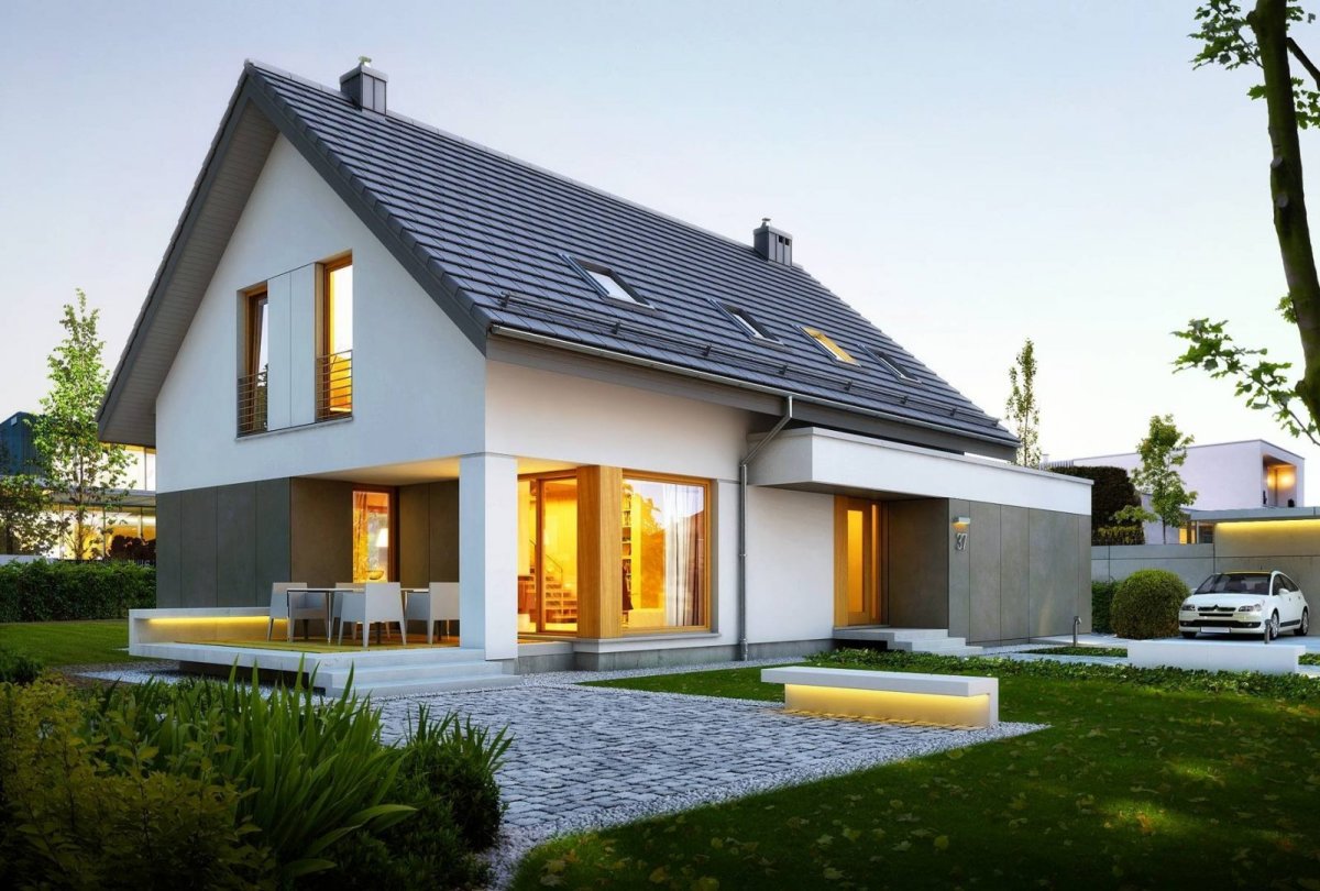 Небольшой дом с двускатной крышей