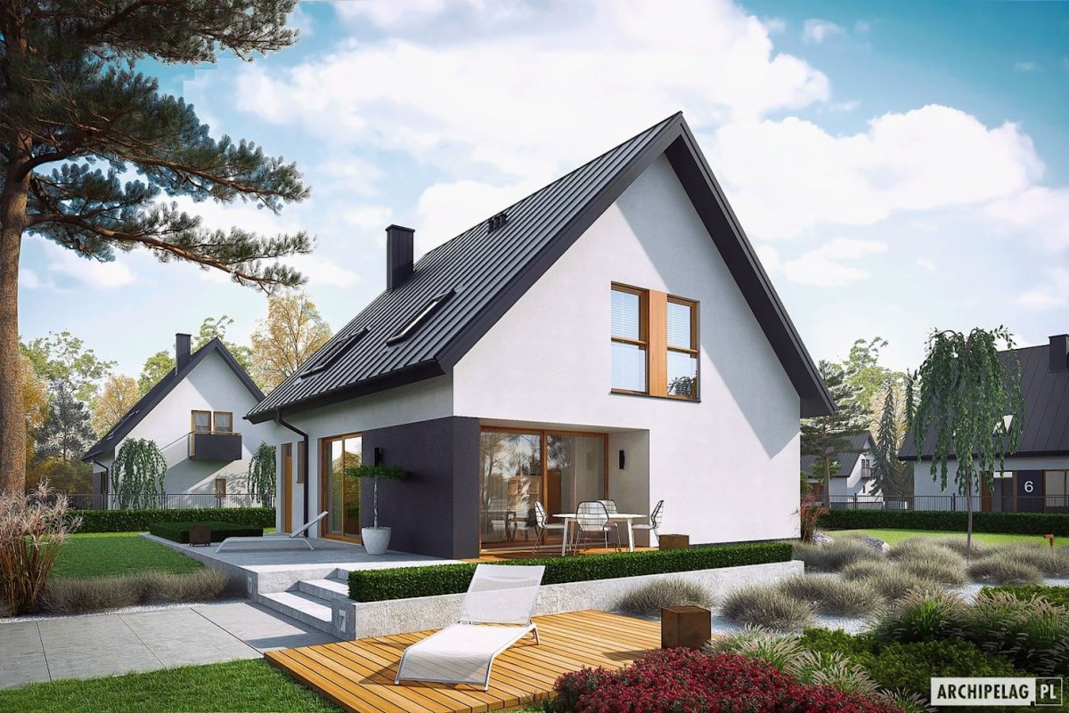 Дом одноэтажный Скандинавский с мансардой