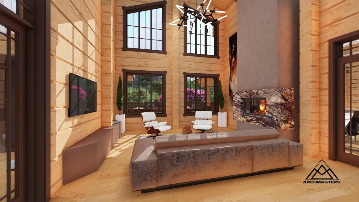 Интерьер дома из лафета