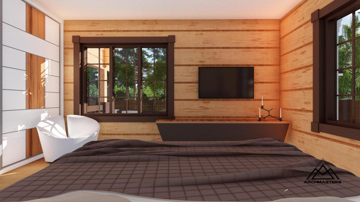 Современная баня из лафета