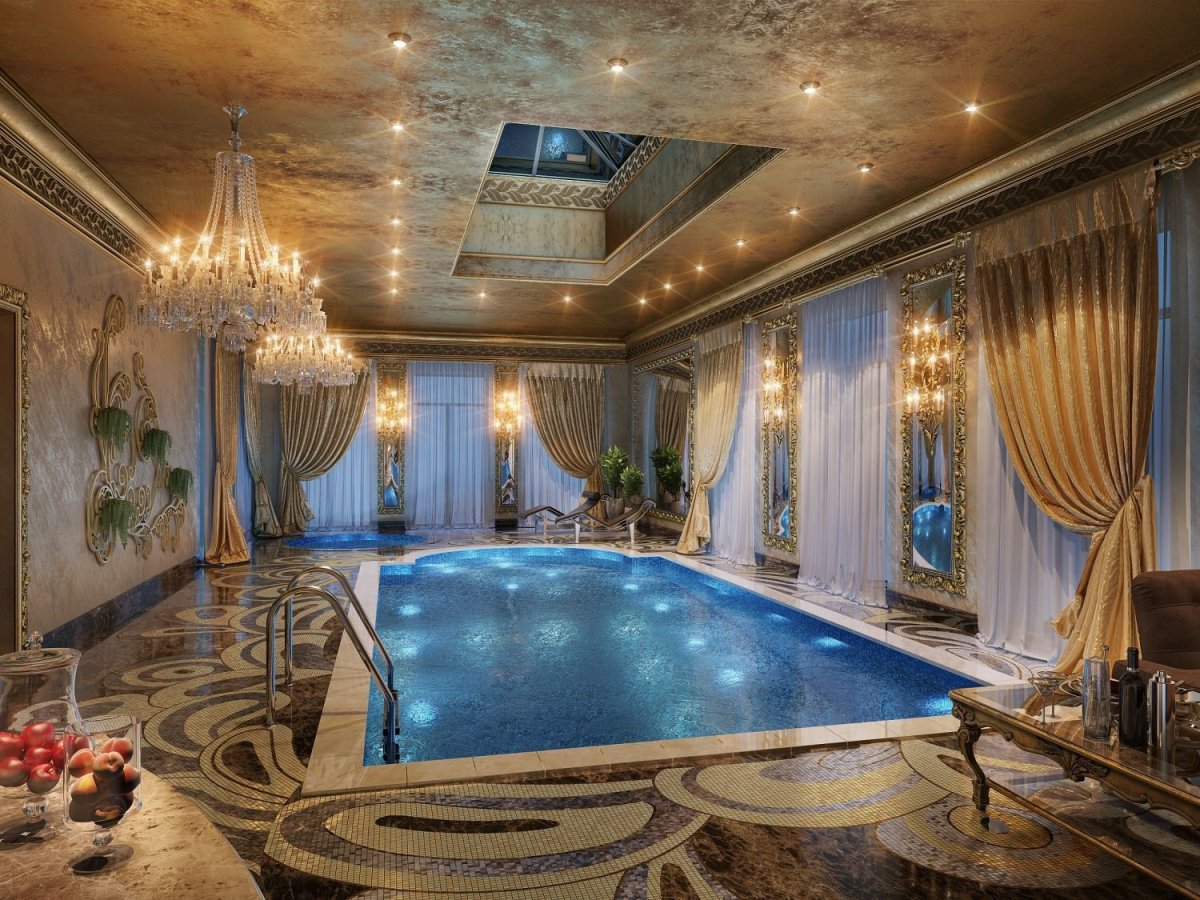 Интерьер дома с бассейном