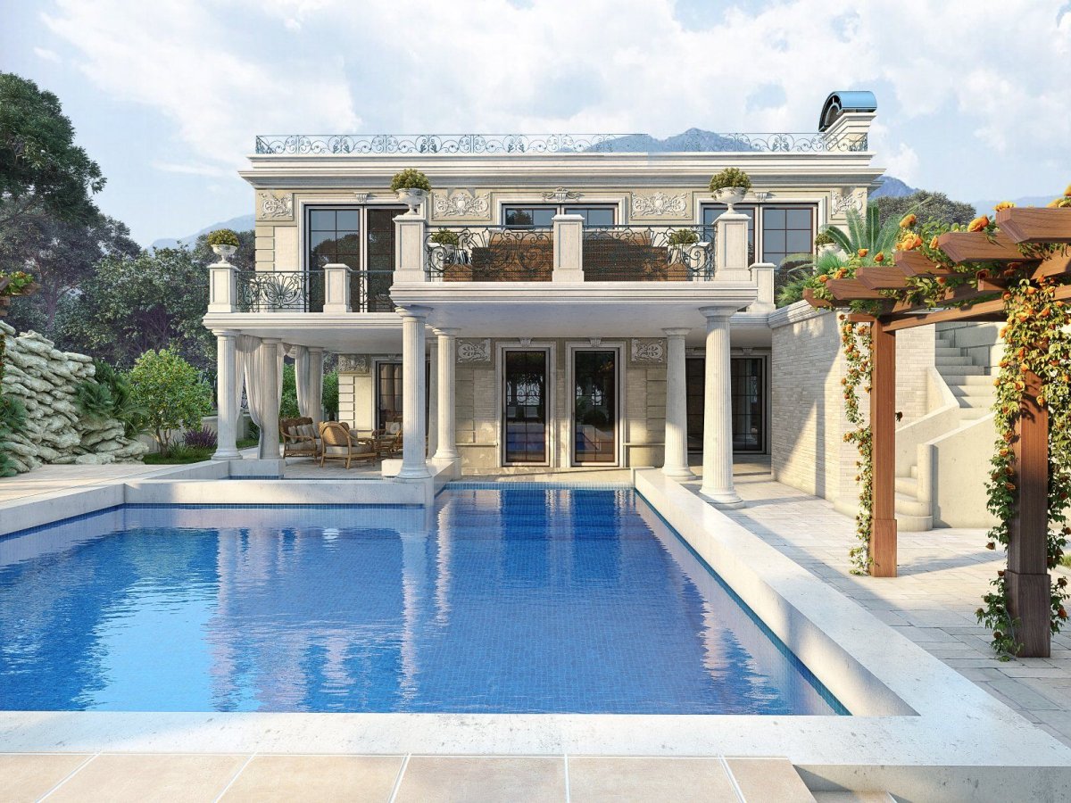 Трёхэтажный дом с бассейном