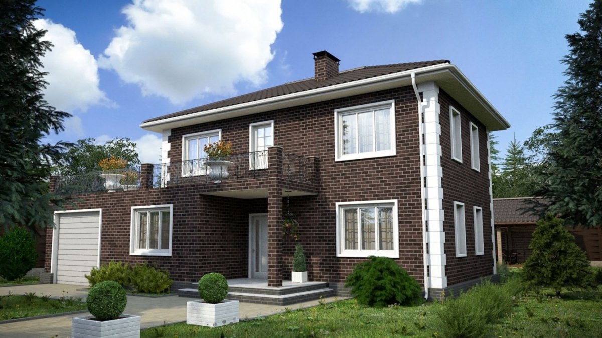 Дом из темного кирпича