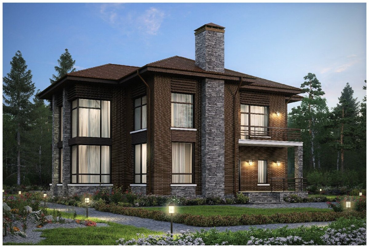 Дом с большими окнами двухэтажный кирпичный