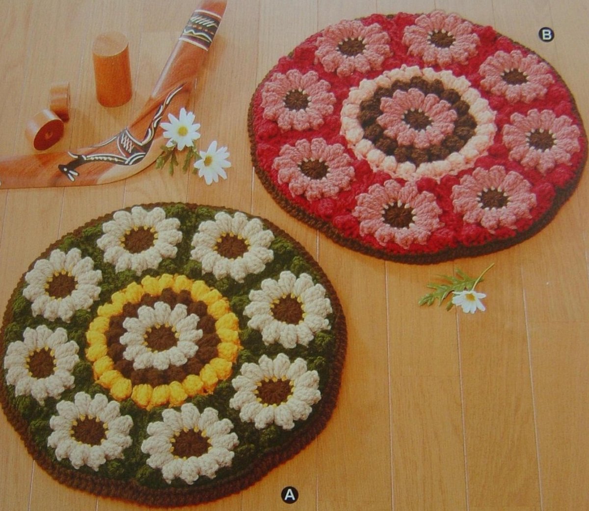 Японские коврики сидушки крючком