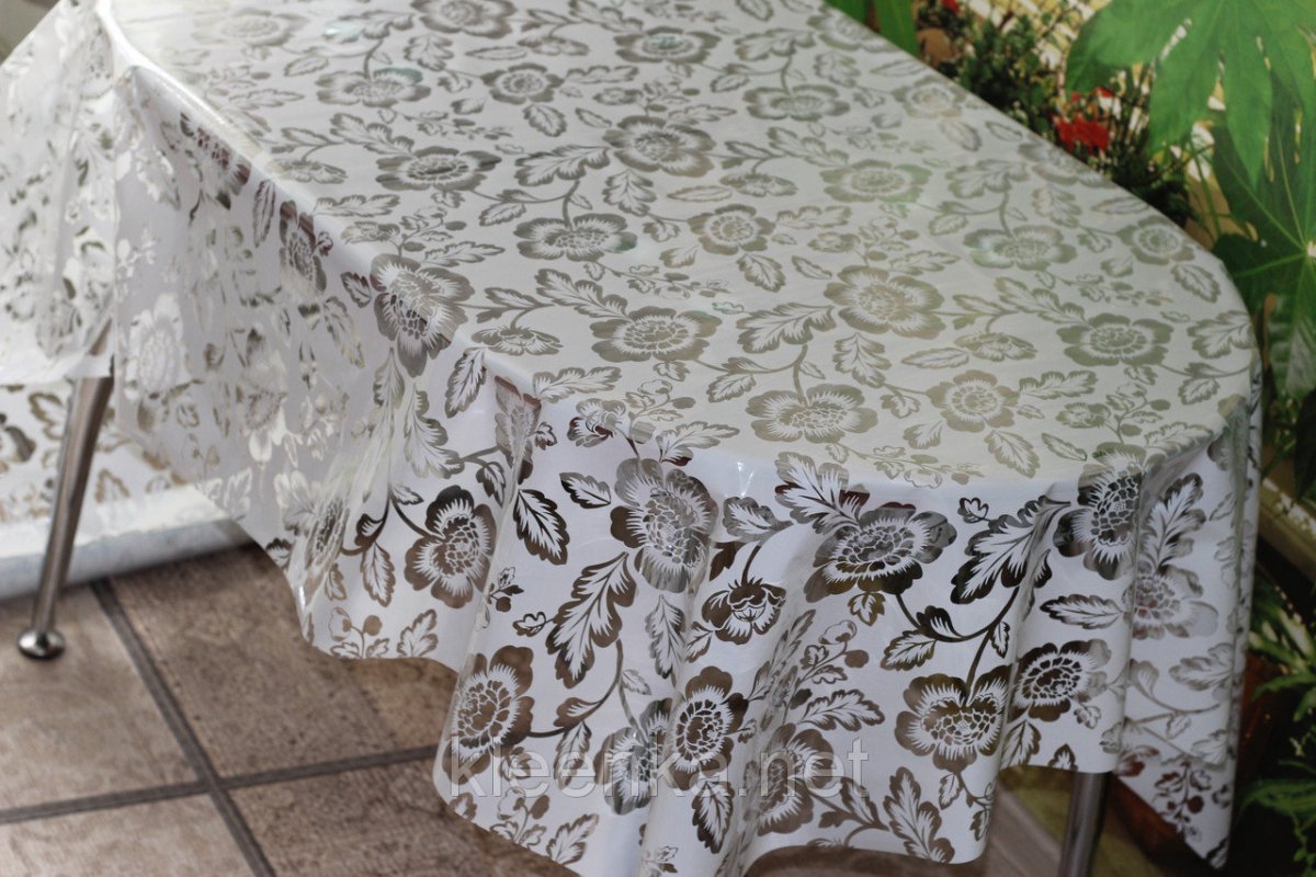 Скатерти-клеенки для кухонного стола серебристые