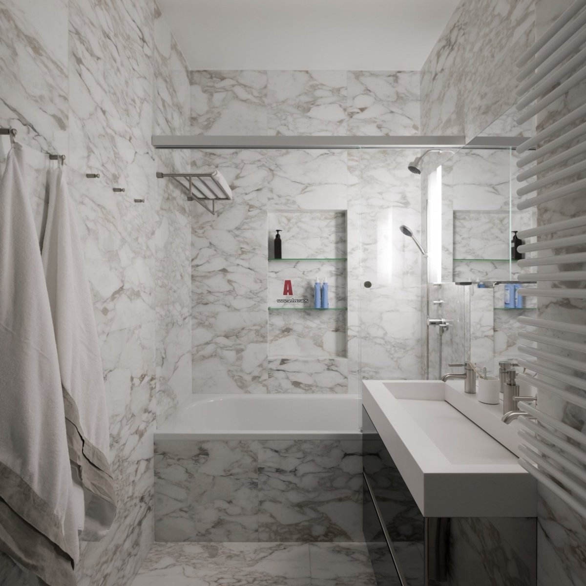 Мраморная ванная комната маленькая