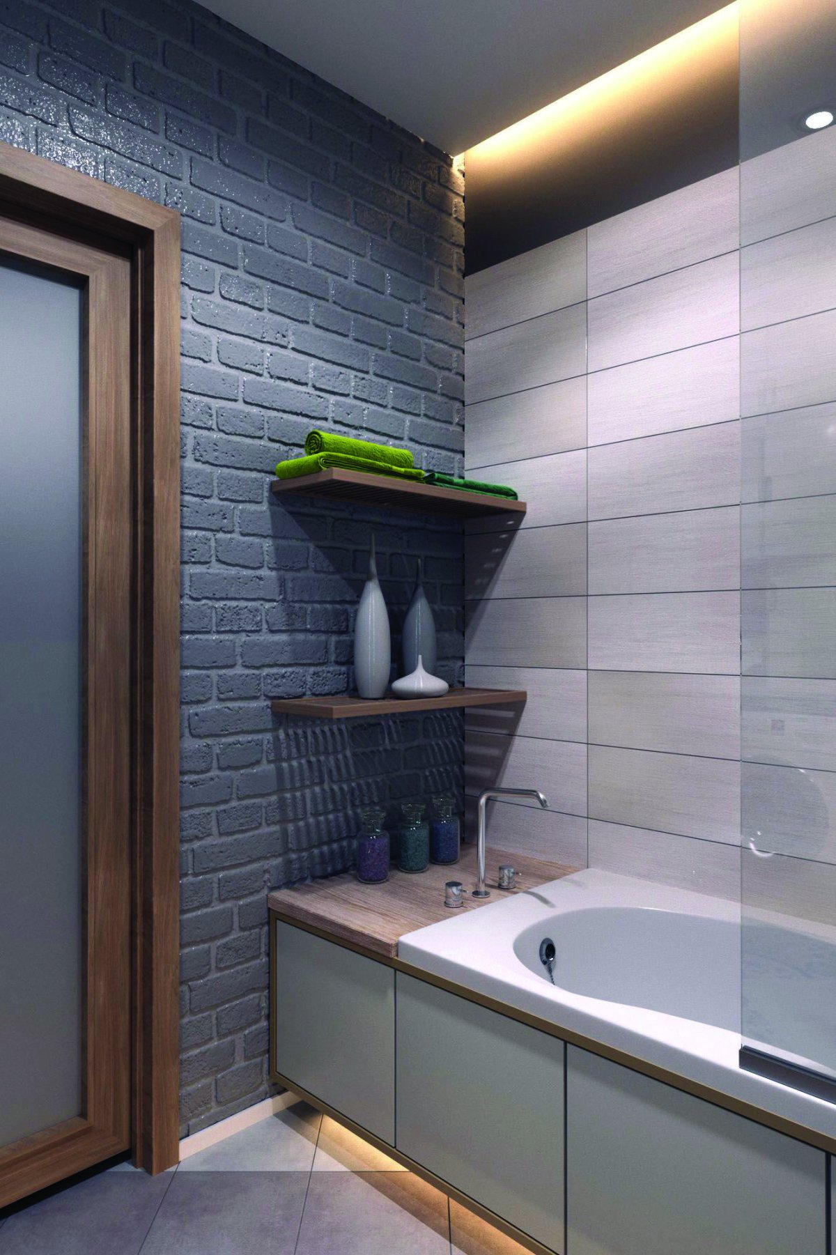 Ванная с полками в стене