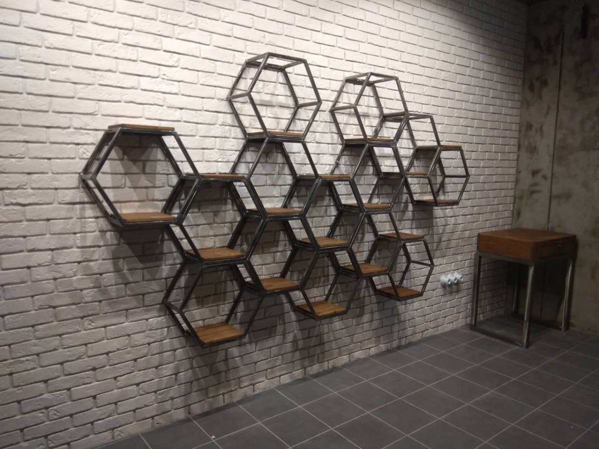 Полки соты в стиле лофт