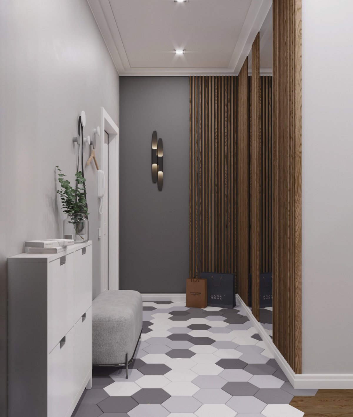 Плитка с ламинатом в коридоре