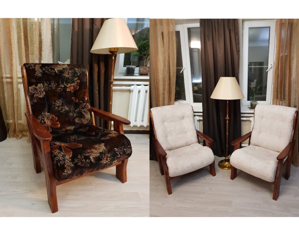 Советское кресло с деревянными подлокотниками