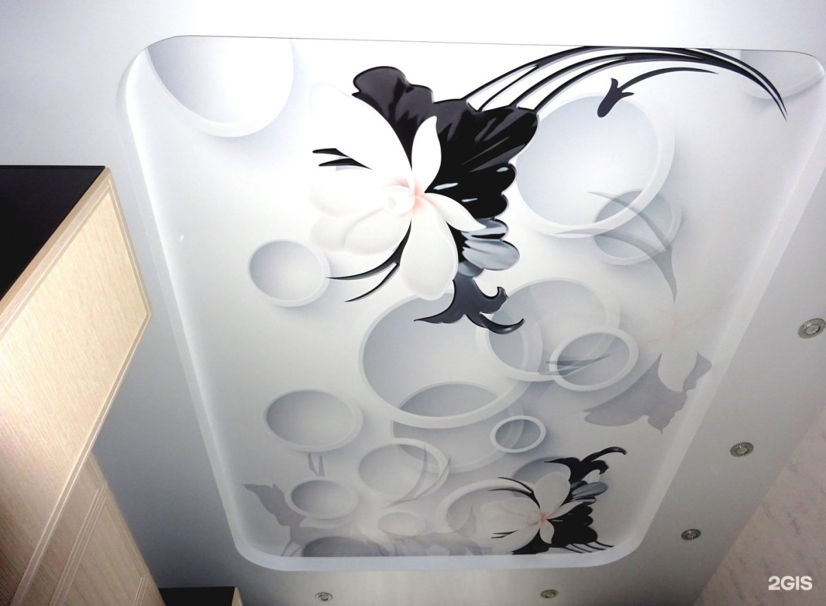 Глянцевый потолок с рисунком